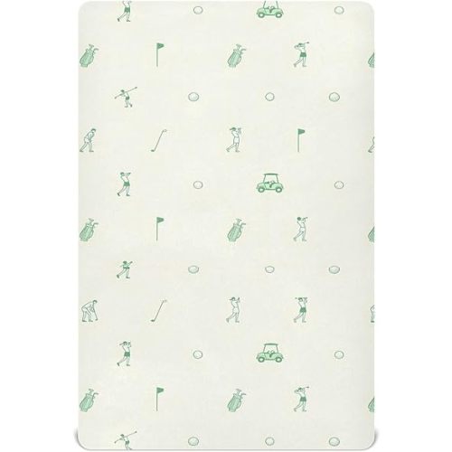 Fitted Crib Sheets for Baby Boys or Girls Soft Breathable Baby Play Yard Sheet for Standard Size Crib Mattress 52x28in Various Golf Images Player Pattern