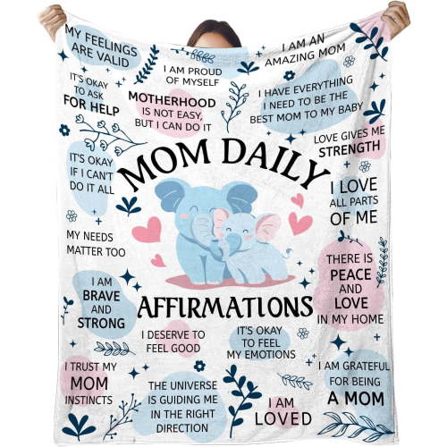 New Mom Gifts for Women, New Mom Blanket, Gifts for New Mom with Mom Daily Affirmations Messages, First Time Mom Gifts Ideas, New Mom Care Gift After Baby, New Pregnancy Gifts for Mom, 50x60