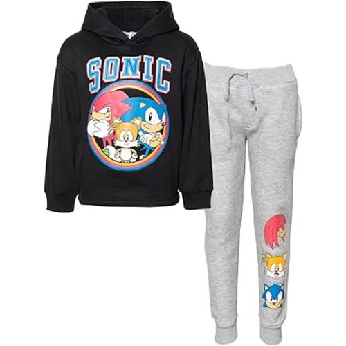 SEGA Sonic the Hedgehog Fleece Pullover Hoodie and Pants Outfit Set Toddler to Big Kid Sizes (2T - 18-20)