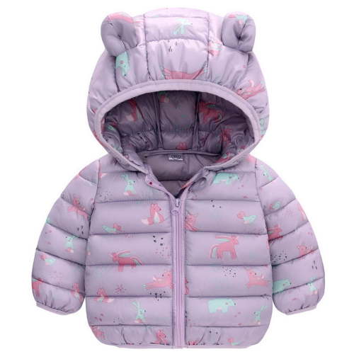 Ulitacool Girls Winter Coats 12-24 Months Windproof Jacket Baby Long Sleeve Dinosaur Warm Cartoon Hooded Outerwear Soft Tops Purple