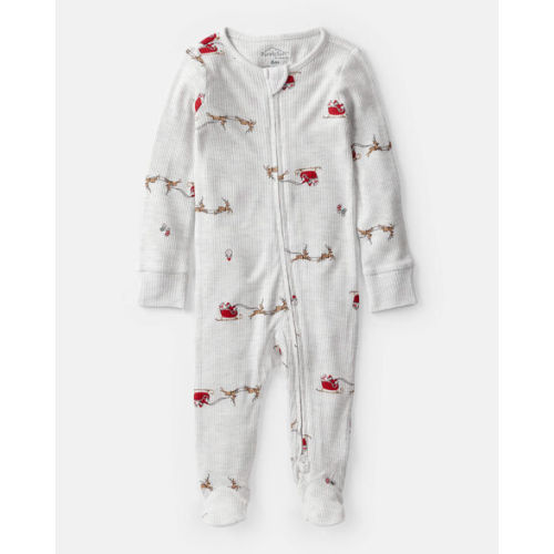 Baby Santa Print PurelySoft Long-Sleeve Sleep & Play Pajamas - Grey - Carter's | Carter's