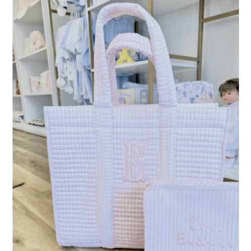 TRVL Pimlico Stripe Pink Quilted Tote