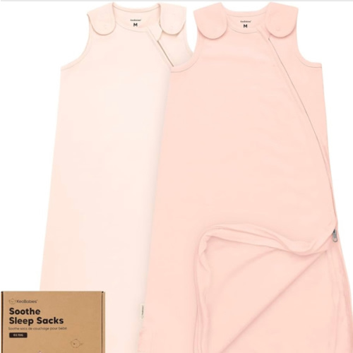 2-Pack Organic Baby Sleep Sacks, 100% Cotton - Soft & Breathable 0.5TOG Baby Wearable Blanket, Toddler Sleeping Sack 6-18 months, Easy to Wear Transitional Swaddles for Newborns,Infants(Mist Rose, M)