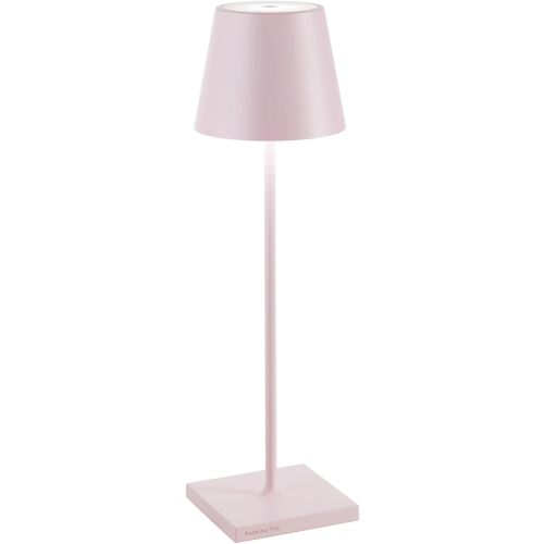 Zafferano, Poldina Pro Lamp, Rechargeable Cordless Table Lamp with Touch Controls, Suitable for Indoor and Outdoor, Dimmer, 2200-3000 K, Height 14.9 Inches, Pink Color
