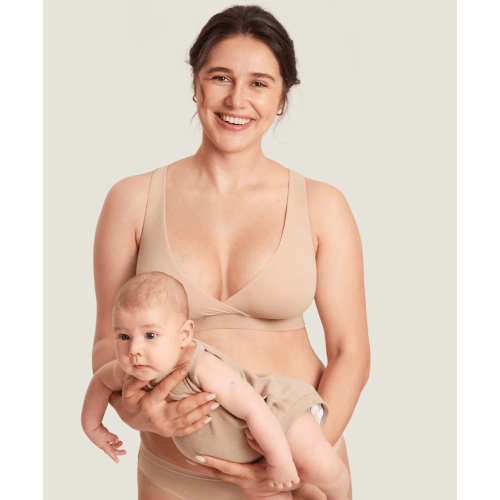 Inbarely® Crossover Racerback Nursing Bra - Medium - Wheat Beige