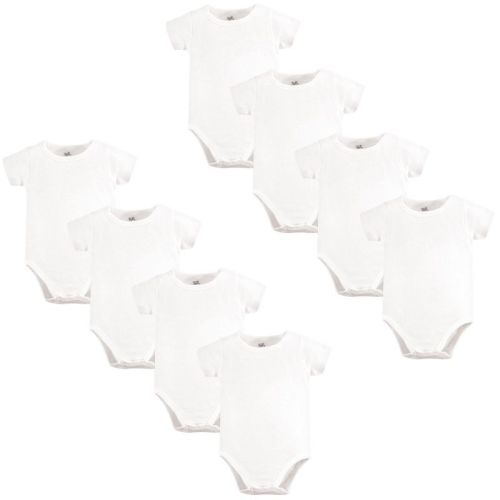 Touched by Nature Organic Cotton Bodysuits 8pk, White, 0-3 Months