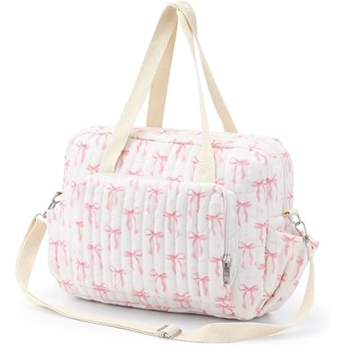 Tallew Small Diaper Bag Tote Pink Bow Quilted Crossbody Diaper Bag