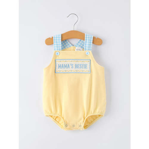 "MAMA'S BESTIE " Embroidered Baby Boy Romper – Rylee Faith Designs