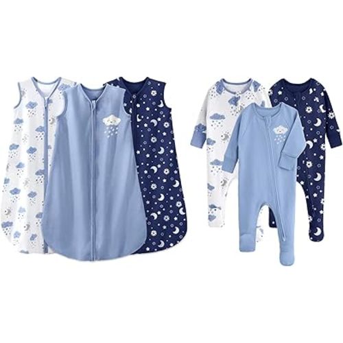 Yoofoss 100% Organic 3pack Baby Sleep Sack 0-6 Months & 3pack Baby Clothes for Newborn