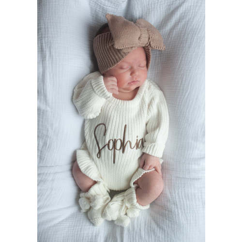 Ribbed Ruffle leg romper - Milk – Sweet June