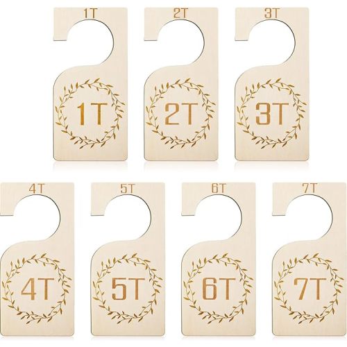 Patelai 7 Pcs Wooden Baby Closet Dividers for Clothes Organizer 1T to 7T Hanger Closet Dividers Nursery Organization for Home Baby Kids Newborn Infant Clothes(Wood)