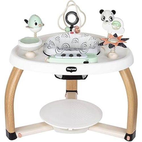 Tiny Love 5-in-1 Activity Center - Black & White Decor Collection, Includes Tummy Time, Balance Board, Toddler Table, and Chair Modes, Enhanced with 6 Detachable Toys for Developmental Play