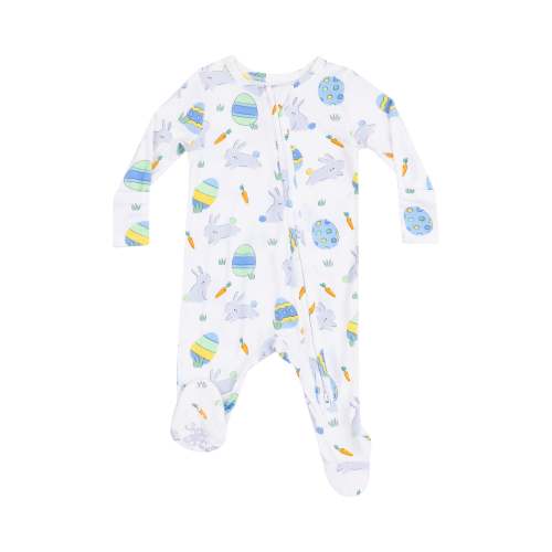 Easter Bunnies Blue 2-Way Zip Footie – Shop Little Cousins