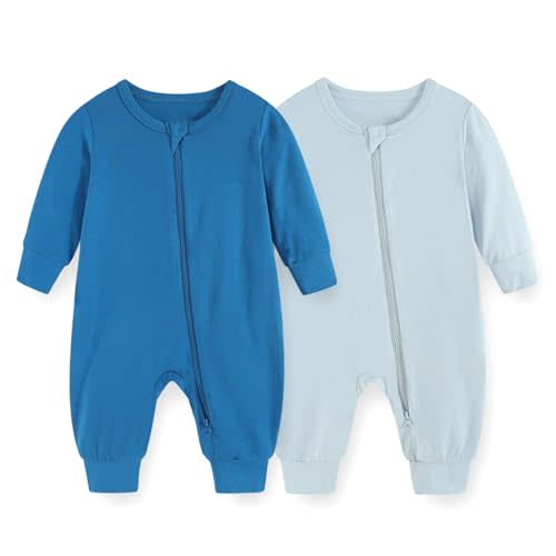 0-3 Month Size JELYLOVE Unisex Rayon Made from Bamboo Zipper Baby Boy Girl Rompers 2 Pcak Long Sleeve Infants Jumpsuits New Born Clothes
