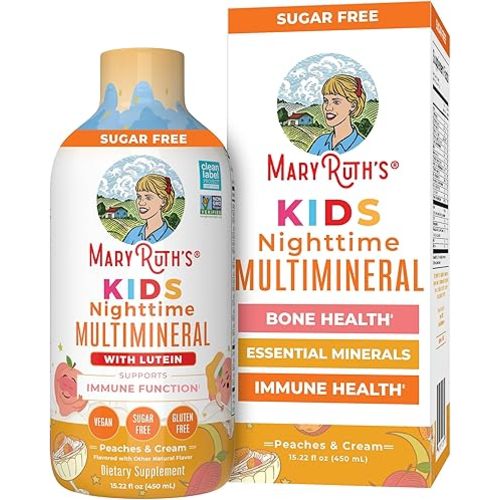 Kids Liquid Nighttime Multimineral by MaryRuth's | Bone Health | Immune Function | Bedtime Supplement | Kids Vitamins | Magnesium | Vegan | Sugar Free | 30-180 Servings | 15.22 fl oz