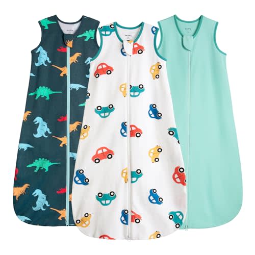Baby Sleep Sack 0-6 Months 100% Cotton 0.5 Tog 3-6 Months Baby Wearable Blanket for Newborn, 3 Pack Breathable Soft Lightweight 0-3 Months Sleep Sacks with 2-Way Zipper