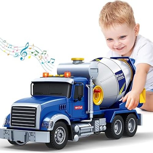 SpringFlower Toddler Trucks Toy, Large Mixer Truck Toy with Lights & Sounds, Truck Vehicle Boy Toy for 3 4 5 6 Year Old Boys, Christmas Birthday Gifts for Boys & Girls