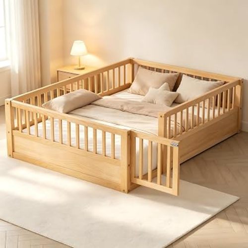 PVWIIK Full Size Montessori Floor Bed Frame,Natural