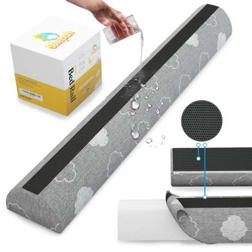 Sleepah Bed Rail for Toddlers Memory Foam Bed Bumper Guard w Dual Non-Slip Pads Waterproof Washable Removable Cover