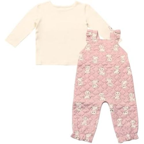 Magic Threadz Disney Clothes Baby Girls Printed Overall Set – Long Sleeve Top & Romper with Minnie, Bambi & Marie (0–24M)