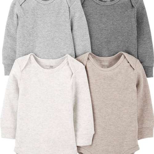 Simple Joys by Carter's Baby 4-pack Soft Thermal Long Sleeve Bodysuits