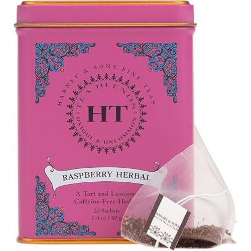 Harney & Sons Raspberry Tea, Great Present Idea, Herbal Tea, 20 sachet tin, HT Tea Blend