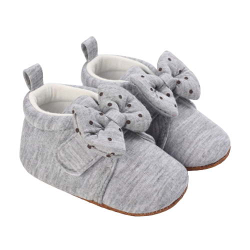 6-9 Months Baby Boys Girls Shoes Non-Slip Infant First Walkers Baby Walking Shoes Spring Princess Girls' Shoes 0-1 Year Old Bowknot Baby Shoes Cotton Soft Sole Shoes Walking Shoes Gray