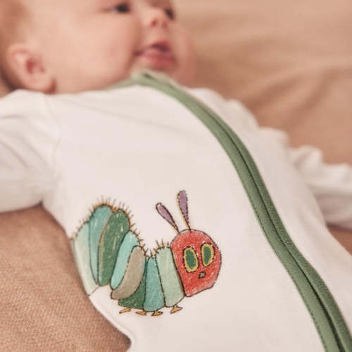 Very Hungry Caterpillar Clever Zip Baby Pajamas white / Newborn