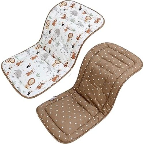 Baby Stroller Cushion,Infant Car Seat Insert-Reversible Universal Breathable and Soft Newborn Stroller Mat,100% Cotton Cover Toddler Seat Pad Liner-34x78cm,1 Pack(Jungle Animals)
