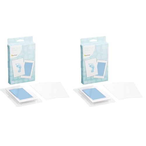 Pearhead Newborn Baby Handprint or Footprint “Clean-Touch” Ink Pad, 2 Uses, Blue (Pack of 2)