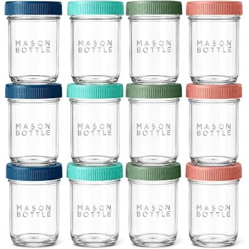 Glass Breastmilk Storage Jars with Airtight Lids, 8oz,12-Pack
