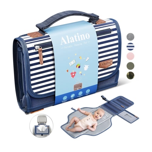 Portable Diaper Changing Pad for Baby, Detachable Travel Changing Pad with Baby Wipes Pocket, Gifts for Baby Shower, Newborn Girls and Boys (Navy)