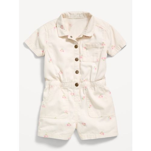 Short-Sleeve Utility Romper for Toddler Girls
