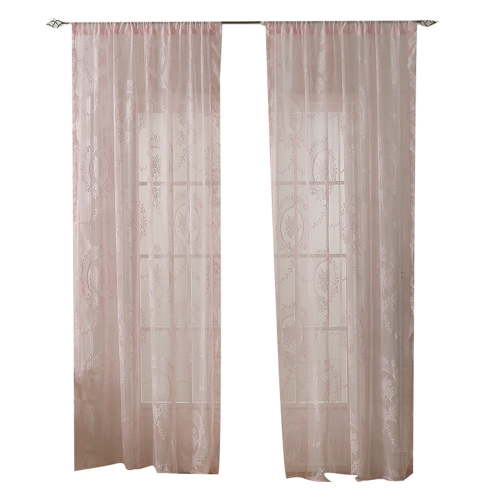 Light Pink Lace Curtains 78 Inches Long 2 Panels Romantic Flower Sheer Curtains for Living Room Bedroom Cute Decor Rod Pocket Light Filtering Lace Window Curtains（Excluding poles）