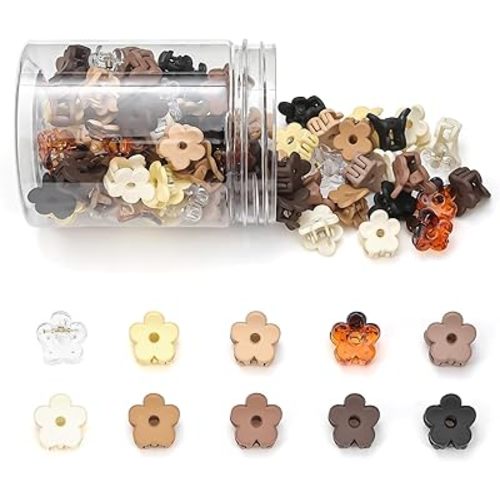 Small Flower Hair Clips 100PCS, Mini Hair Clips Baby Claw Clips Cute Jaw Clips Hair Pins Hair Barrettes Toddler Hair Accessories for Women Girls Kids Teens, Neutral Colors
