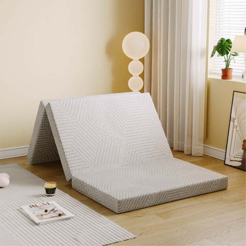 EGOHOME 4 inch Tri Folding Memory Foam Mattress, Full Size Portable Guest Bed