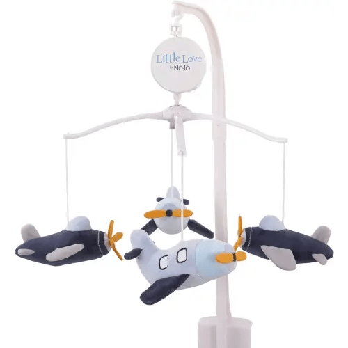 Little Love by NoJo Soar High Little One Navy Plush Airplane Musical Mobile
