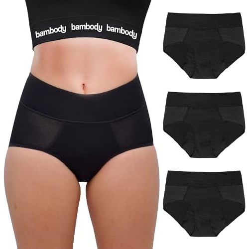 Bambody Absorbent Panties, Period Underwear for Women and Teens - All-Day Long - Overnight Protection- Postpartum, Leakproof