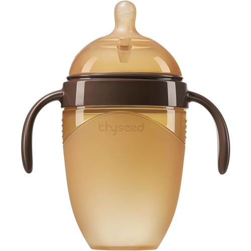 Thyseed Silicone Natural Breast-Like Bottle with Nipple(7-10 Months),8oz，1pack