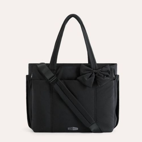 Bagsmart Lightweight Crush Messenger & Laptop Tote Bag 26L - Black