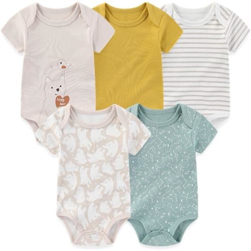 Unisex Baby Boy Girl Rompers 5-Pack Cotton Short Sleeve Infant Bodysuits New born Clothes