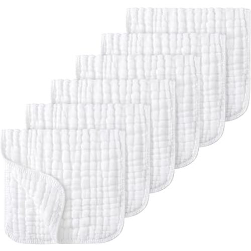 Looxii Muslin Baby Burp Cloths, Absorbent Brup Rags 6 Pack Set for Baby