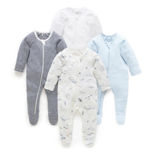 4 Pack Zip Footie Boys