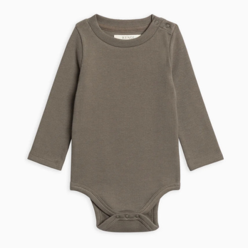 Sammy Ribbed Snap Shoulder Long Sleeve Bodysuit - Colored Organics