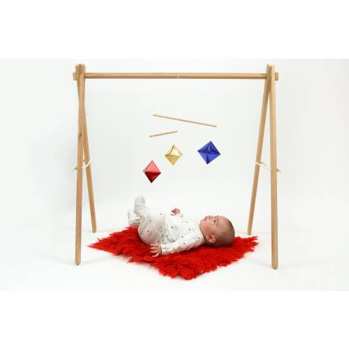 Montessori Mobile Set (with Baby Gym) (Green Gobbie Mobile and Blue, Gold, and Silver Dancing Mobile)