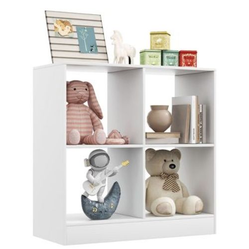 Costway 4-Cube Bookcase Floor Open Wooden Bookshelf Storage Cabinet Toy Organizer Black/White/Natural