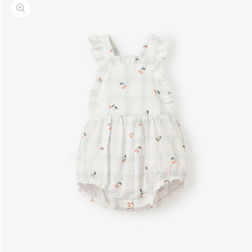 Strawberry Picnic Swiss Dot Sunsuit – Elegant Baby