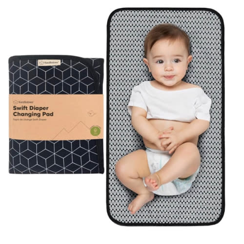 KeaBabies Portable Diaper Changing Pad, Easy Wipe Clean - Foldable Waterproof Baby Changing Mat for Diaper Bag, Compact, Lightweight, 25x13 Newborn, Infant, Baby Changer Travel Essential (Black Geo)
