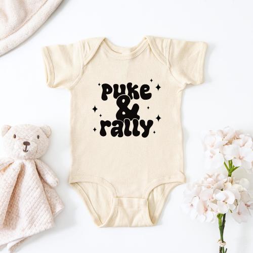 Puke & Rally Baby Bodysuit: Funny Baby Romper, New Parent Gift