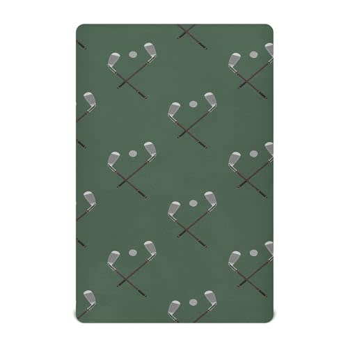 Sports Golf Ball Green Crib Sheets Soft Breathable Fitted Baby Crib Sheets Mattress Cover for Girls Boys, 52" x 28" x 9"